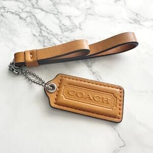 Coach Tan 2” Leather Hangtag & Leather Loop Tassel Keychain Bag Charm